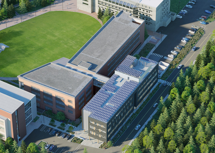 Rendering of the future Kaiser Borsari Hall at Western Washington University